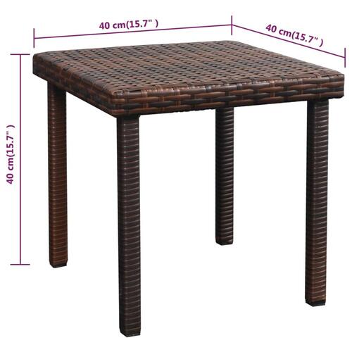 Liggestol med hynde & bord polyrattan brun