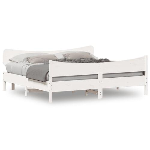 Sengeramme uden madras 200x200 cm massivt fyrretræ hvid