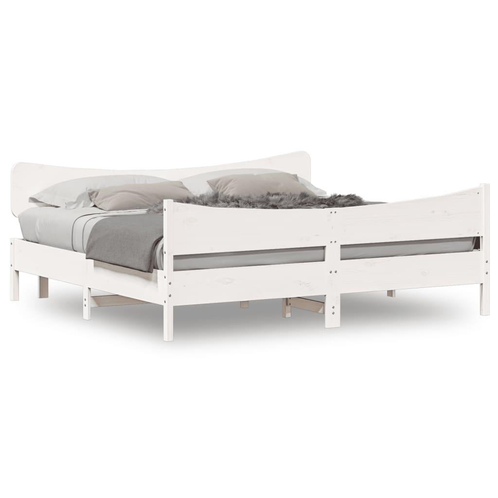 Sengeramme uden madras 200x200 cm massivt fyrretræ hvid