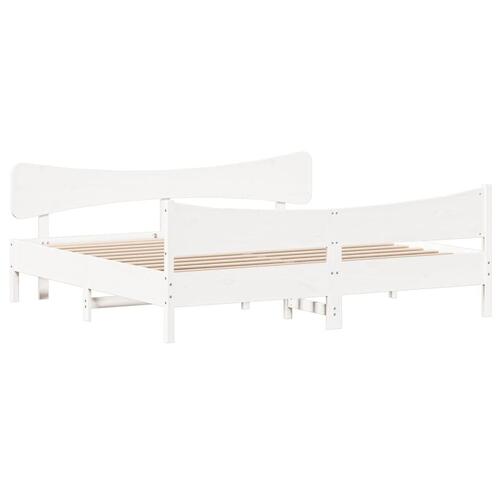 Sengeramme uden madras 200x200 cm massivt fyrretræ hvid