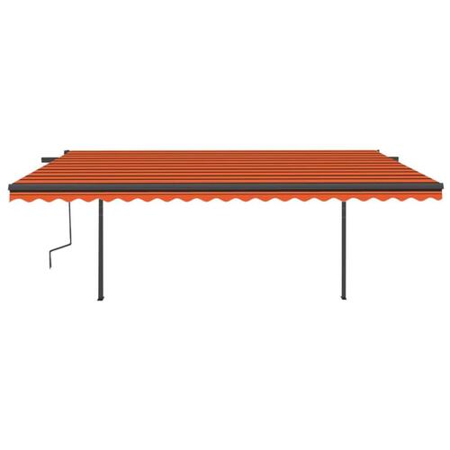 Markise m. LED-lys 5x3 m manuel betjening orange og brun