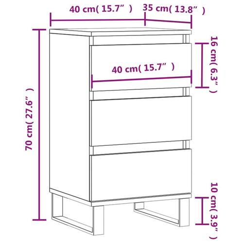 Skænk 40x35x70 cm konstrueret træ sonoma-eg