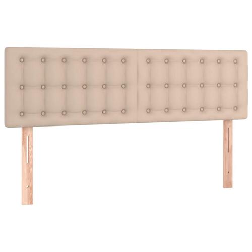 Sengegavl med LED-lys 144x5x78/88cm kunstlæder cappuccinofarvet