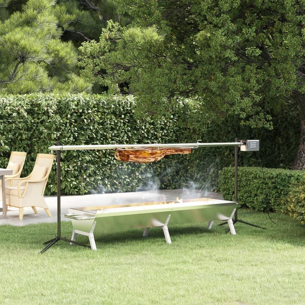 Grillbakke 158x42x31 cm rustfrit stål sølvfarvet