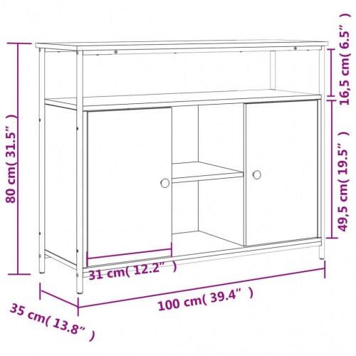 Skab 100x35x80 cm konstrueret træ sort
