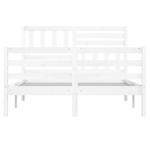 Sengeramme 160x200 cm King Size massivt træ hvid