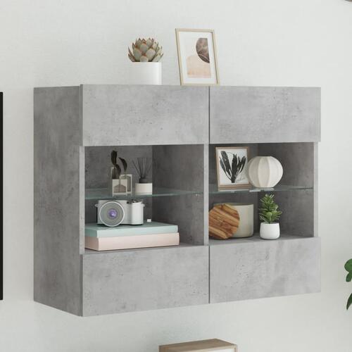 Væghængt tv-bord med LED-lys 78,5x30x60,5 cm betongrå