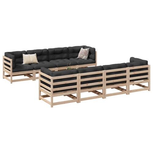 Sofasæt til haven 9 dele massivt fyrretræ