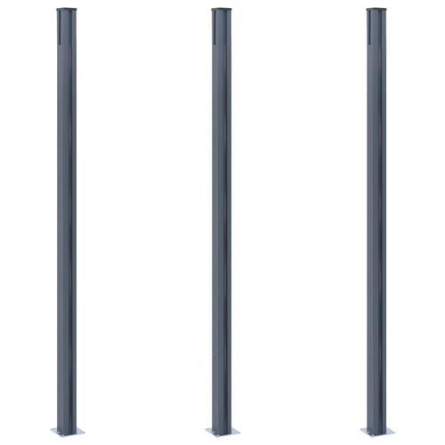 Hegnspæle 3 stk. 185 cm aluminium mørkegrå