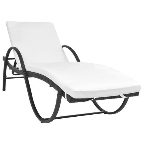 Liggestol med hynde & bord polyrattan sort