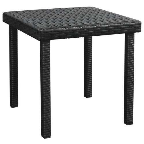 Liggestol med hynde & bord polyrattan sort