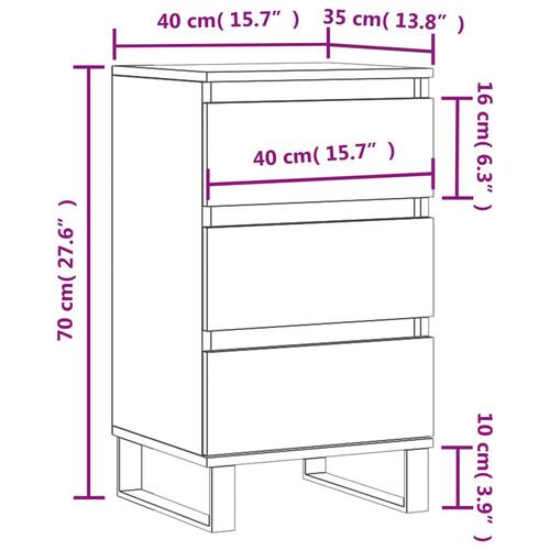 Skænk 40x35x70 cm konstrueret træ hvid højglans