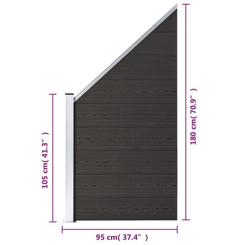 Hegnspanel 95x(105-180) cm WPC sort