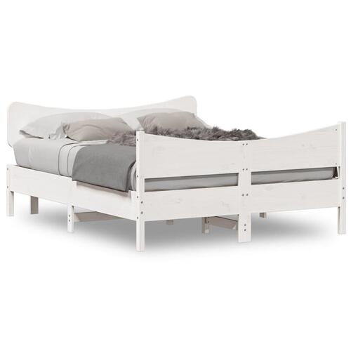 Sengeramme uden madras 150x200 cm massivt fyrretræ hvid