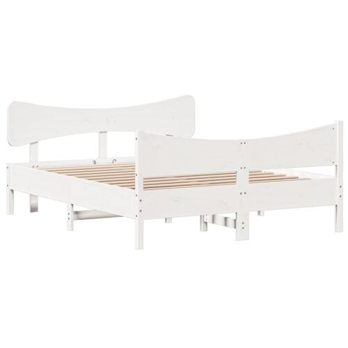 Sengeramme uden madras 150x200 cm massivt fyrretræ hvid