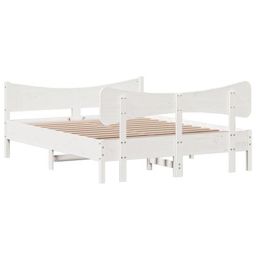 Sengeramme uden madras 150x200 cm massivt fyrretræ hvid