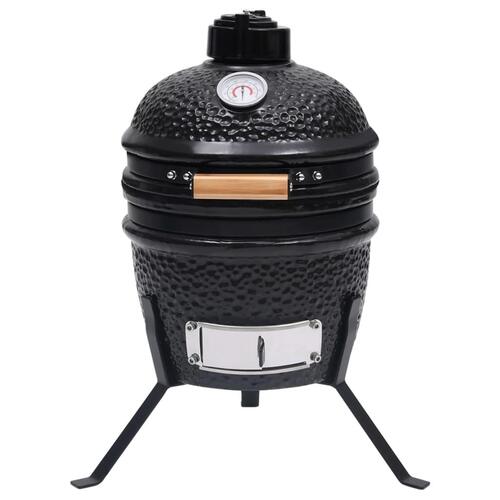 2-i-1 Kamado-røgegrill 56 cm keramisk sort