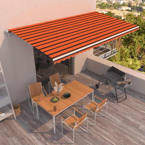 Markise 600x350 cm automatisk betjening orange og brun