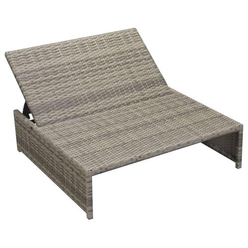 Haveloungesæt 5 dele med hynder polyrattan grå