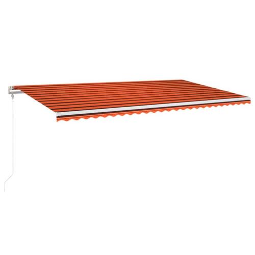 Markise m. LED + vindsensor 600x350 cm automatisk orange/brun