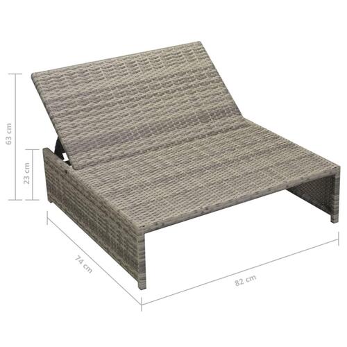 Haveloungesæt 5 dele med hynder polyrattan grå