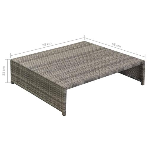 Haveloungesæt 5 dele med hynder polyrattan grå