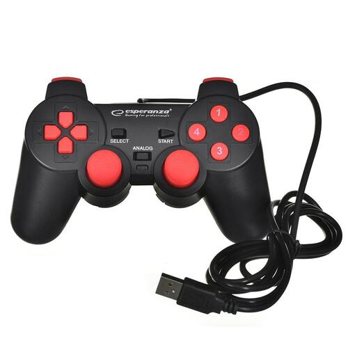 Controller Esperanza Warrior GX300 USB 2.0 Sort Rød PC Windows