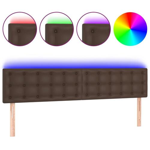Sengegavl med LED-lys 160x5x78/88 cm kunstlæder brun