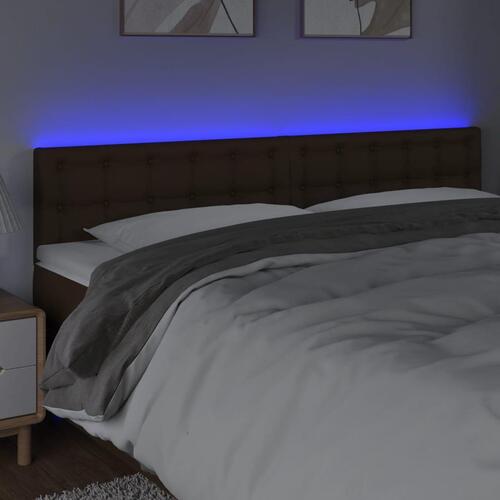 Sengegavl med LED-lys 160x5x78/88 cm kunstlæder brun