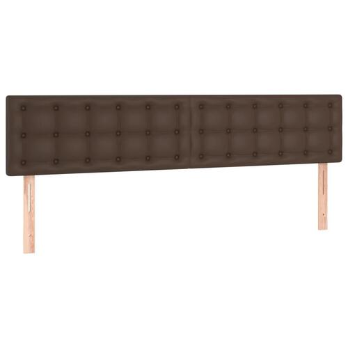 Sengegavl med LED-lys 160x5x78/88 cm kunstlæder brun
