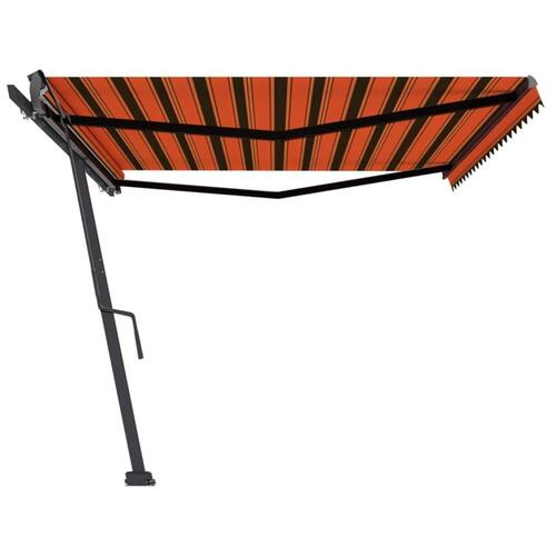 Fritstående markise 500x300 cm manuel betjening orange/brun