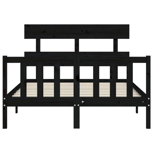 Sengeramme med sengegavl 140x190 cm massivt træ sort