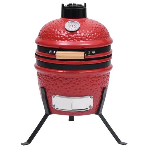 2-i-1 Kamado-røgegrill 56 cm keramisk rød