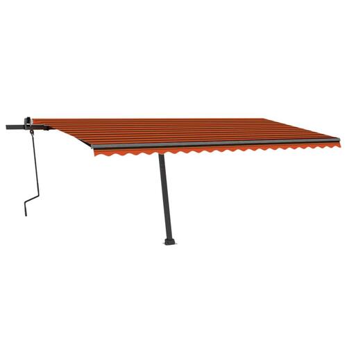 Markise m. LED-lys 500x300 cm manuel betjening orange og brun