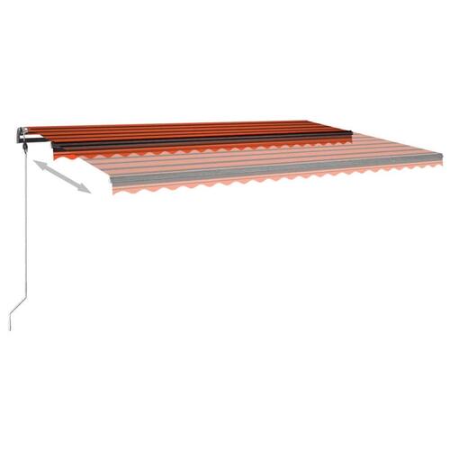 Markise m. LED-lys 500x300 cm manuel betjening orange og brun