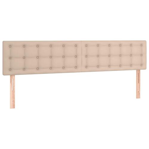 Sengegavl med LED-lys 160x5x78/88cm kunstlæder cappuccinofarvet