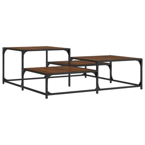 Sofabord 107x107x40 cm konstrueret træ brun egetræsfarve