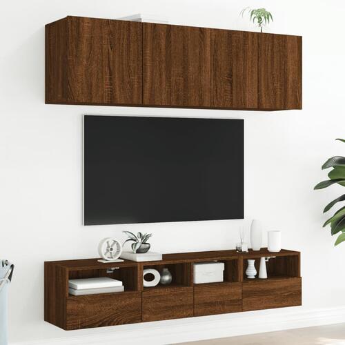 Tv-borde til væg 2 stk. 40x30x30 cm konstrueret træ brunt eg