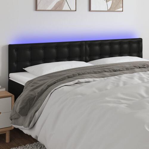 Sengegavl med LED-lys 180x5x78/88 cm kunstlæder sort