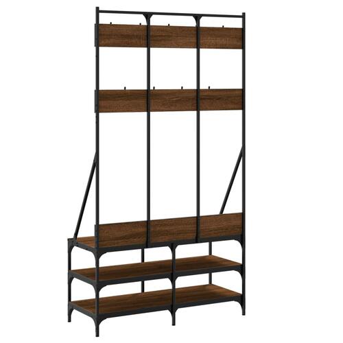 Tøjstativ med skoopbevaring 100x40x184 cm brun egetræsfarve