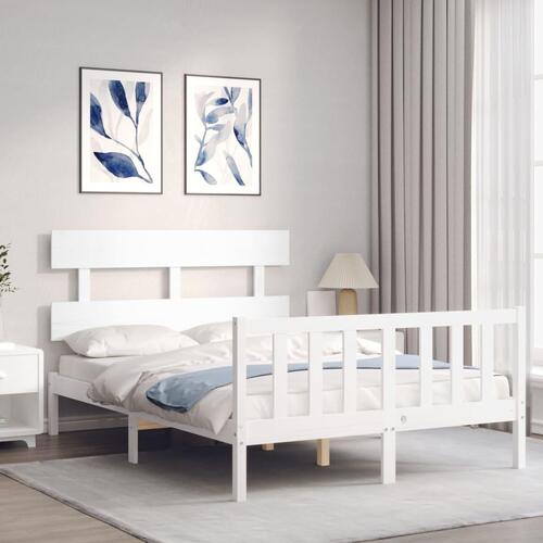 Sengeramme uden madras 120x200 cm massivt fyrretræ hvid