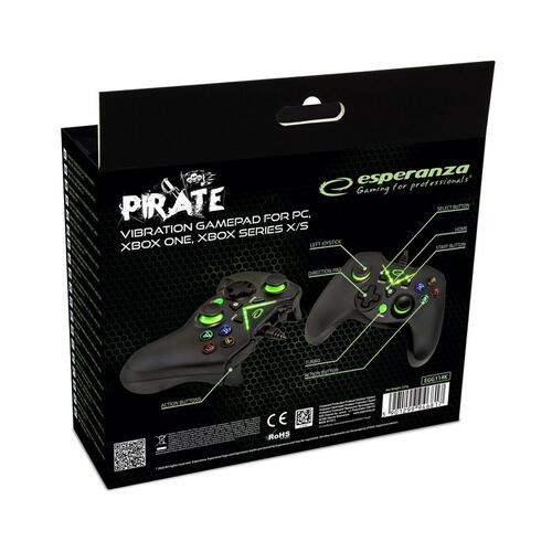Controller Esperanza Pirate EGG114K USB 2.0 Sort Grøn Microsoft Xbox One PC Xbox Series X Xbox Series S