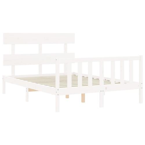 Sengeramme uden madras 120x200 cm massivt fyrretræ hvid