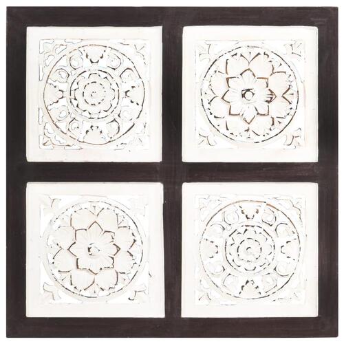 Håndskåret vægpanel 40x40x1,5 cm MDF brun og hvid