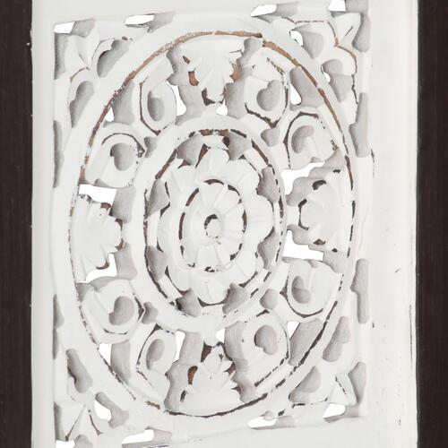 Håndskåret vægpanel 40x40x1,5 cm MDF brun og hvid
