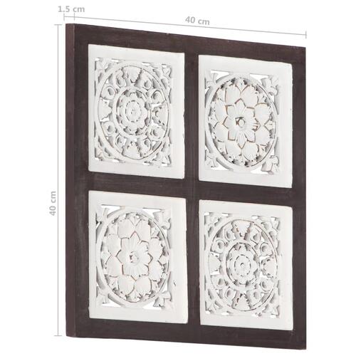 Håndskåret vægpanel 40x40x1,5 cm MDF brun og hvid
