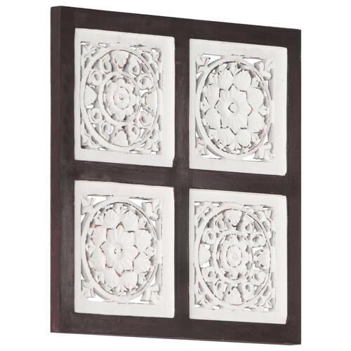 Håndskåret vægpanel 40x40x1,5 cm MDF brun og hvid