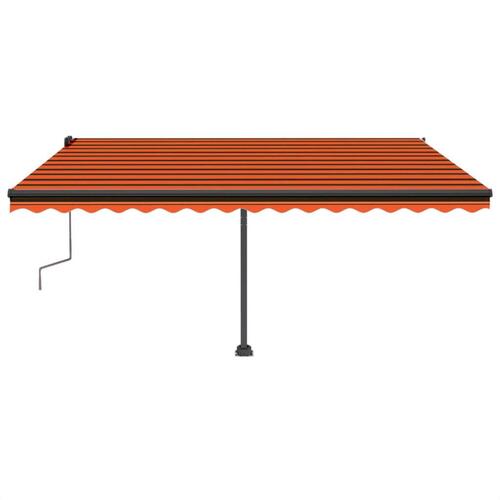 Markise m. LED-lys 400x350 cm manuel betjening orange og brun