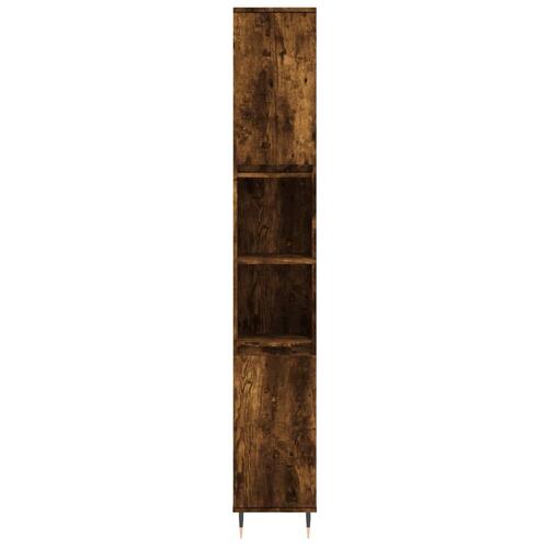 Badeværelsesskab 30x30x190 cm konstrueret træ røget egetræ