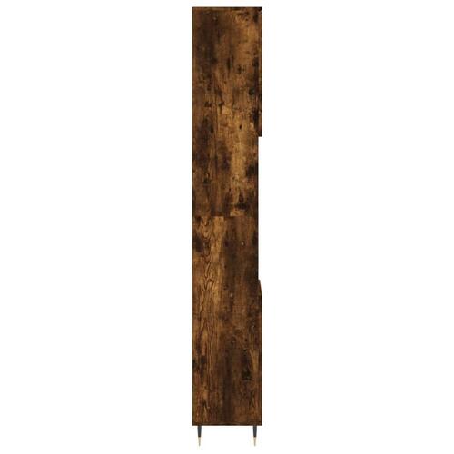 Badeværelsesskab 30x30x190 cm konstrueret træ røget egetræ